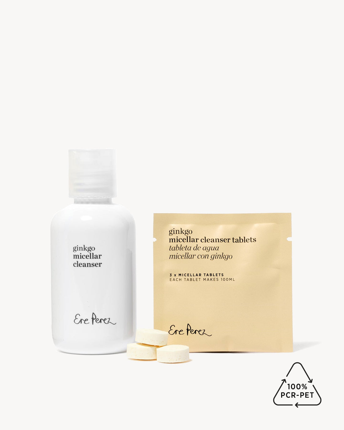 agua micelar con gingko en tabletas